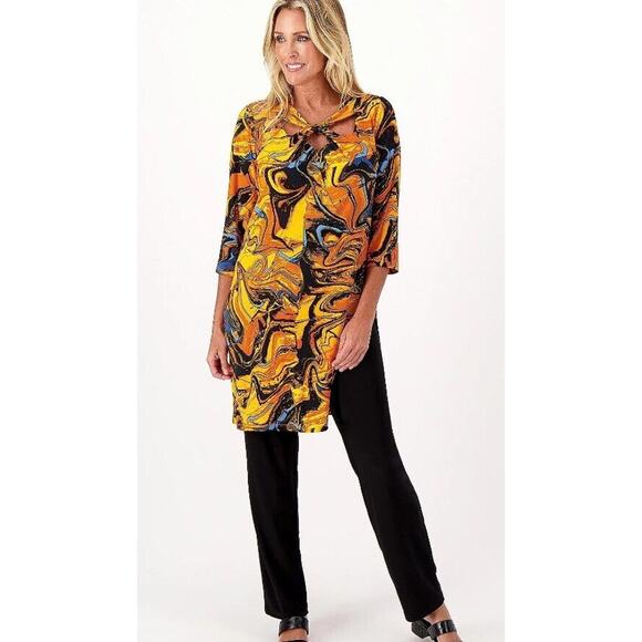 XXSM GINGER A518217 Attitudes by Renee Regular Como Jersey Twist Neck 2-pc Set - Picture 3 of 3